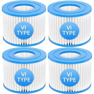 Type VI Cartridge Hot Tub Spa Filter Replacement Compatible with Lay-Z-Spa Coleman SaluSpa 90352E 58323 90427, Swimming Pool Pump Filter, 4 Pack