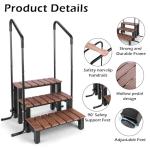 Hot Tub Steps with Handrails, 3-Step Non-Slip Spa Ladder 550 LB Capacity, Detachable Handrails for Above Ground Pool, RV, Porch, Home Access