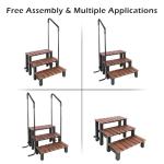 Hot Tub Steps with Handrails, 3-Step Non-Slip Spa Ladder 550 LB Capacity, Detachable Handrails for Above Ground Pool, RV, Porch, Home Access