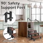 Hot Tub Steps with Handrails, 3-Step Non-Slip Spa Ladder 550 LB Capacity, Detachable Handrails for Above Ground Pool, RV, Porch, Home Access