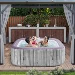 COCLUB Inflatable Square Hot Tub Spa Set, Outdoor Bubble Massage Portable Hot Tubs, 4-6 Person Blow up Hot Tub with 130 Soothing Jets, Insulated Cover, Built in Heater Pump, 6 Filter Cartridges