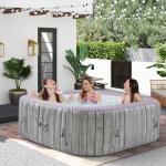 COCLUB Inflatable Square Hot Tub Spa Set, Outdoor Bubble Massage Portable Hot Tubs, 4-6 Person Blow up Hot Tub with 130 Soothing Jets, Insulated Cover, Built in Heater Pump, 6 Filter Cartridges