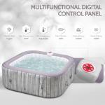 COCLUB Inflatable Square Hot Tub Spa Set, Outdoor Bubble Massage Portable Hot Tubs, 4-6 Person Blow up Hot Tub with 130 Soothing Jets, Insulated Cover, Built in Heater Pump, 6 Filter Cartridges