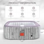 COCLUB Inflatable Square Hot Tub Spa Set, Outdoor Bubble Massage Portable Hot Tubs, 4-6 Person Blow up Hot Tub with 130 Soothing Jets, Insulated Cover, Built in Heater Pump, 6 Filter Cartridges