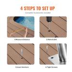 VEVOR Pool Handrail, 2 PCS 30x30 in Railing, Stainless Steel with Base Plate for Indoor/Outdoor, Safety Railing for Decks, Rust-Proof Grab Bar w/Grip Cover & Accessories for Spas