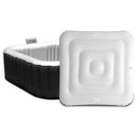 4.2FT Inflatable Hot Tub Cover, Energy Saving Lid for Square Spa Cover, Outdoor Sturdy and Portable, Protective Rain and Leaves White Hot Tub Cover