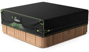 Uirway 600D Square Hot Tub Cover 91”L x 91”W x 20”H [2025 Upgraded Heavy Duty Fabric] Outdoor Waterproof SPA Covers for Hot Tub, New Super Windproof Straps, Hot Tub Winter Cover Protector with Anti-UV