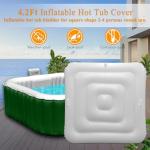 4.2FT Inflatable Hot Tub Cover, Energy Saving Lid for Square Spa Cover, Outdoor Sturdy and Portable, Protective Rain and Leaves White Hot Tub Cover