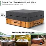 Hot Tub Cover, Spa Cover, Waterproof Spa Covers for Hot Tub, 600D Heavy Duty Hot Tub Covers Replacement, Outdoor Patio Hot Tub Cover Protector Cover -Fit 7 Ft Square Spa Hot Tub, Up to 85 x 85, Grey