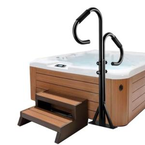 Two-Way Hot Tub Handrails w/Slide-Under Mount Base ,360° Swive SPA Handrail w/Adjustable Height 48-57" for Indoor/Outdoor hot tub Access Both Inside and Out
