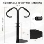 Two-Way Hot Tub Handrails w/Slide-Under Mount Base ，360° Swive SPA Handrail w/Adjustable Height 48-57" for Indoor/Outdoor hot tub Access Both Inside and Out