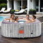 BTMWAY 73" Inflatable Hot Tub,4-6 Person,Portable Outdoor Spa with 130 Soothing Bubble Jets,Control Panel,Insulated Cover and 6 Replaceable Filters,Smart Heating,110-120V Input (Square)