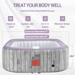 BTMWAY 73" Inflatable Hot Tub,4-6 Person,Portable Outdoor Spa with 130 Soothing Bubble Jets,Control Panel,Insulated Cover and 6 Replaceable Filters,Smart Heating,110-120V Input (Square)