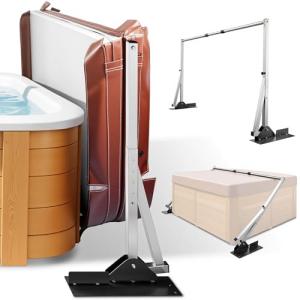 Hot Tub Cover Lift, Stainless Steel Spa Cover Lifter for hot tub, Height 39"-49" Width 71"-106" Adjustable Hot Tub Cover Holder, Easy Installation, Suitable for Most Rectangular Spa Hot Tubs