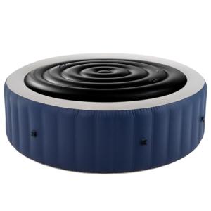 Inflatable Hot Tub Cover Replacement Energy Saving Lid for Hot Tub Outdoor Hot Tub Lid Protector Foldable Windproof Rain Overflow Cover for SaluSpa Coleman Spa (5.4ft-Handle, Black)