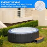 5.4 Ft Inflatable Hot Tub Cover, Round Hot Tub Cover, Foldable Hot Tub Lid with Handles on 2 Sides for 4-6 Person Hot Tub, Energy Saving and Rain Protection Overflow Cover for Outdoor Hot Tubs