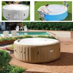 5.4 Ft Inflatable Hot Tub Cover, Round Hot Tub Cover, Foldable Hot Tub Lid with Handles on 2 Sides for 4-6 Person Hot Tub, Energy Saving and Rain Protection Overflow Cover for Outdoor Hot Tubs