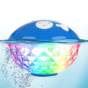 KingSom Pool Bluetooth Speakers with LED Lights,IPX7 Waterproof Floating Speaker,Stereo Sound,Built-in Mic,Wireless Shower Speaker for Hot Tub,Kayaking,Outdoor Travel,Picnic (Updated)