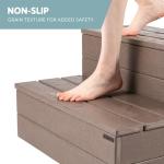 DENKOE Hot Tub Steps - Wood Looking Plastic - 100% Waterproof - Brown Non Slip, Heavy Duty, Multi Use as Porch Steps, Hot Tub Stairs, Outdoor Stairs, Fits Any Spa Size