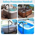 Hot Tub Handrail Slide Under Spa Hand Rail Side Grab Bar Hot Tub Hand Steps Railing Safety Accessories Gifts for Adults Outdoor Indoor Spa Hot Tub Railing to Get in and Out with Mount Base