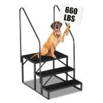 RV Step 3 Step Ladder, Upgrade RV Step with Handrails, Heavy Duty RV Stairs with Anti-Slip Pedal Hot Tub Steps, Removable Camper Step for Spa/Porch/Pet/Mobile Home（2 Handrails