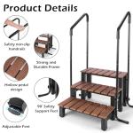 BAOJIAFU Hot Tub Steps with Handrails Hot tub Stairs Spa Bathtub Step Ladder with Railing RV Steps - 550 LB Capacity, Three Steps, Above Ground Pool & Spa Access