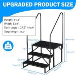 RV Step 3 Step Ladder, Upgrade RV Step with Handrails, Heavy Duty RV Stairs with Anti-Slip Pedal Hot Tub Steps, Removable Camper Step for Spa/Porch/Pet/Mobile Home（2 Handrails