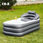 CO-Z Inflatable Bathtub With Electric Air Pump, Portable Tub With Blow Up Bath Pillow Cover, Drainage Cup Holder, Foldable Outdoor Freestanding Tub for Adults, Gray