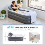 CO-Z Inflatable Bathtub With Electric Air Pump, Portable Tub With Blow Up Bath Pillow Cover, Drainage Cup Holder, Foldable Outdoor Freestanding Tub for Adults, Gray