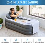 CO-Z Inflatable Bathtub With Electric Air Pump, Portable Tub With Blow Up Bath Pillow Cover, Drainage Cup Holder, Foldable Outdoor Freestanding Tub for Adults, Gray