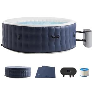 4-6 Person Inflatable Hot Tub Portable Spa with 120 Air Jets & Manual Control Panel, Energy-Efficient Thermal Cover, 71" x 24" Outdoor/Indoor Heated Blow Up Tub