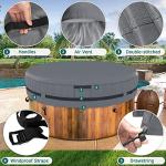 AKEfit Round Hot Tub Cover, 600D Polyester Waterproof for Hot Tub, UV Protection & Windproof, 80''x 14'', Grey