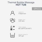 4-6 Person Inflatable Hot Tub Portable Spa with 120 Air Jets & Manual Control Panel, Energy-Efficient Thermal Cover, 71" x 24" Outdoor/Indoor Heated Blow Up Tub