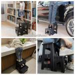 2 Step Stool Foldable, Non-Slip Steps, Folding Step stool for Adults & Kids, Plastic Step Stool Pool Ladder, Collapsible Stools 2 Step Ladder for Kitchen Toilet Bedroom Office RV, Holds 330 lbs, Black