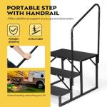 VIVOHOME RV Steps with Handrail, 3 Step Heavy Duty Portable Ladder for Camper, Hot Tub, Porch, SPA, Pool, Outdoor Mobile Home Stairs