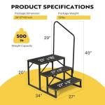 VIVOHOME RV Steps with Handrail, 3 Step Heavy Duty Portable Ladder for Camper, Hot Tub, Porch, SPA, Pool, Outdoor Mobile Home Stairs