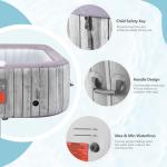 HUGROVE 73 inch Square Inflatable Hot Tub, 4-6 Person Portable Outdoor Spa with 130 Bubble Jets&Insulated Cover, Digital Control Panel, 6 Filters, 110-120V Input, Up to 104°F (Wooden Gray)