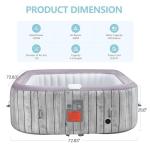 HUGROVE 73 inch Square Inflatable Hot Tub, 4-6 Person Portable Outdoor Spa with 130 Bubble Jets&Insulated Cover, Digital Control Panel, 6 Filters, 110-120V Input, Up to 104°F (Wooden Gray)