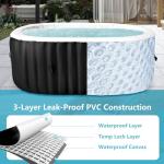 2 Person Inflatable Hot Tub, Oval Portable Hot Tub, Leak-Proof Blow up Hot Tub with 100 Air Jets, PVC Outdoor Spa with Insulated Cover & Heater Pump, 75” L X 47”W X 25”H