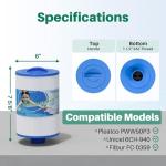 FC-0359 SPA Filter Replacement for Unicel 6CH-940, PWW50P3(NOT PWW50P4), 817-0050, 25252, 03FIL1400, 1 1/2" SAE Thread Screw in Filter, 2 Pack