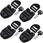 OIIKI 4 Sets Spa Hot Tub Cover Clips, Hot Tub Cover Broken Latch Repair Kit- Replacement 4 Latches Clip Locks, 4 Slides, 4 Keys with 8 Screws, Hardware Accessories for Spa Cover Straps (Black)