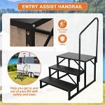 Kinchoix 3 Step RV Stairs, Hot Tub Steps, Outdoor Spa Step Ladder with Handrail,Portable Economy 5th Wheel Stair for Travel Trailer, Motor Home, Camper and Porch with Non-Skid Tapes