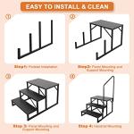 Kinchoix 3 Step RV Stairs, Hot Tub Steps, Outdoor Spa Step Ladder with Handrail,Portable Economy 5th Wheel Stair for Travel Trailer, Motor Home, Camper and Porch with Non-Skid Tapes