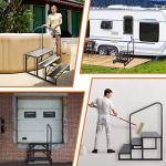 Kinchoix 3 Step RV Stairs, Hot Tub Steps, Outdoor Spa Step Ladder with Handrail,Portable Economy 5th Wheel Stair for Travel Trailer, Motor Home, Camper and Porch with Non-Skid Tapes