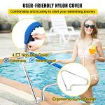 VEVOR Pool Rail 48x36 Pool Railing 304 Stainless Steel 250LBS Load Capacity Silver Rustproof Pool Handrail Humanized Swimming Pool Handrail with Blue Grip Cover & M8 Drill Bit & Self-Taping Screws
