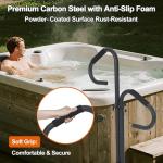 Hot Tub Handrail with 360° Rotating Dual Handles, 38-62" Adjustable Height Two-Way Hot Tub Handrails, Hot Tub Hand Rail to Get in and Out, Rustproof Carbon Steel Spa Hand Rail