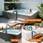 Hot Tub Handrail with 360° Rotating Dual Handles, 38-62" Adjustable Height Two-Way Hot Tub Handrails, Hot Tub Hand Rail to Get in and Out, Rustproof Carbon Steel Spa Hand Rail