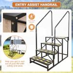 Kinchoix 4 Step RV Stairs, Hot Tub Steps, Outdoor Spa Step Ladder with Double Handrail,Portable Economy 5th Wheel Stair for Travel Trailer, Motor Home, Camper and Porch with Non-Skid Tapes