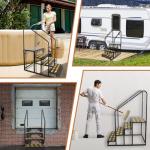 Kinchoix 4 Step RV Stairs, Hot Tub Steps, Outdoor Spa Step Ladder with Double Handrail,Portable Economy 5th Wheel Stair for Travel Trailer, Motor Home, Camper and Porch with Non-Skid Tapes