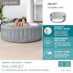 Bestway SaluSpa Bali Smart AirJet Inflatable Hot Tub Round Portable 4 to 6 Person Spa with 140 AirJets, App Control and EnergySense Cover, Grey Rattan